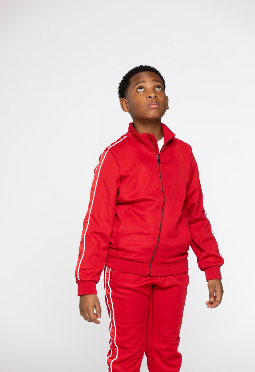 Red adidas hotsell tracksuit for boys